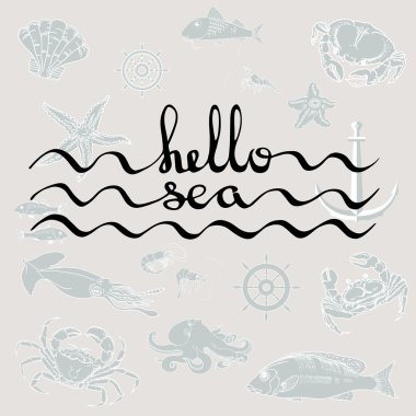 Merhaba Deniz. Kaligrafi siyah metin.