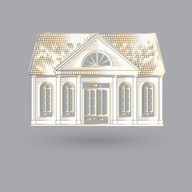 Vector illustration with isolated fascade old house on grey background clipart