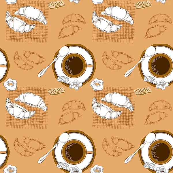 咖啡和糕点无缝模式. — 图库矢量图片