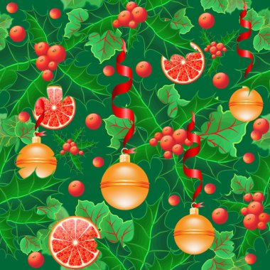 Holly ile vektör sorunsuz arka plan