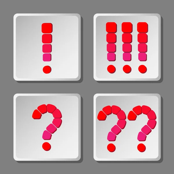 Set of vector icon. Exclamation, question buttons. — Stock Vector