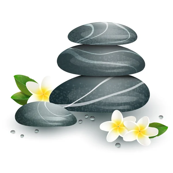 Vecteur nature morte sur le thème spa avec des pierres et des fleurs — Image vectorielle