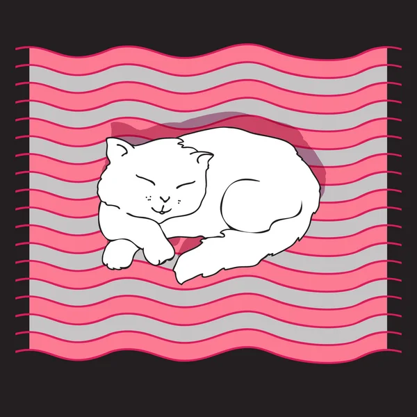 Kedi çizgili bir mat uyku ile vektör çizim.
