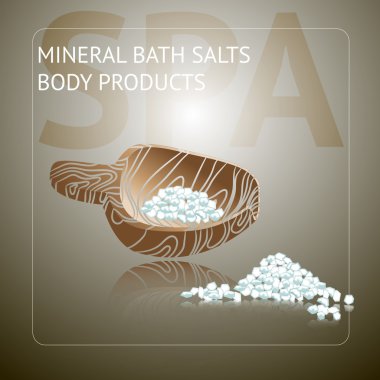 Tahta kaşık üzerinde deniz tuzu ile Spa arka plan.