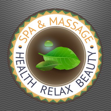 Spa Tema vektör çizim ile yaprakları ve damla.