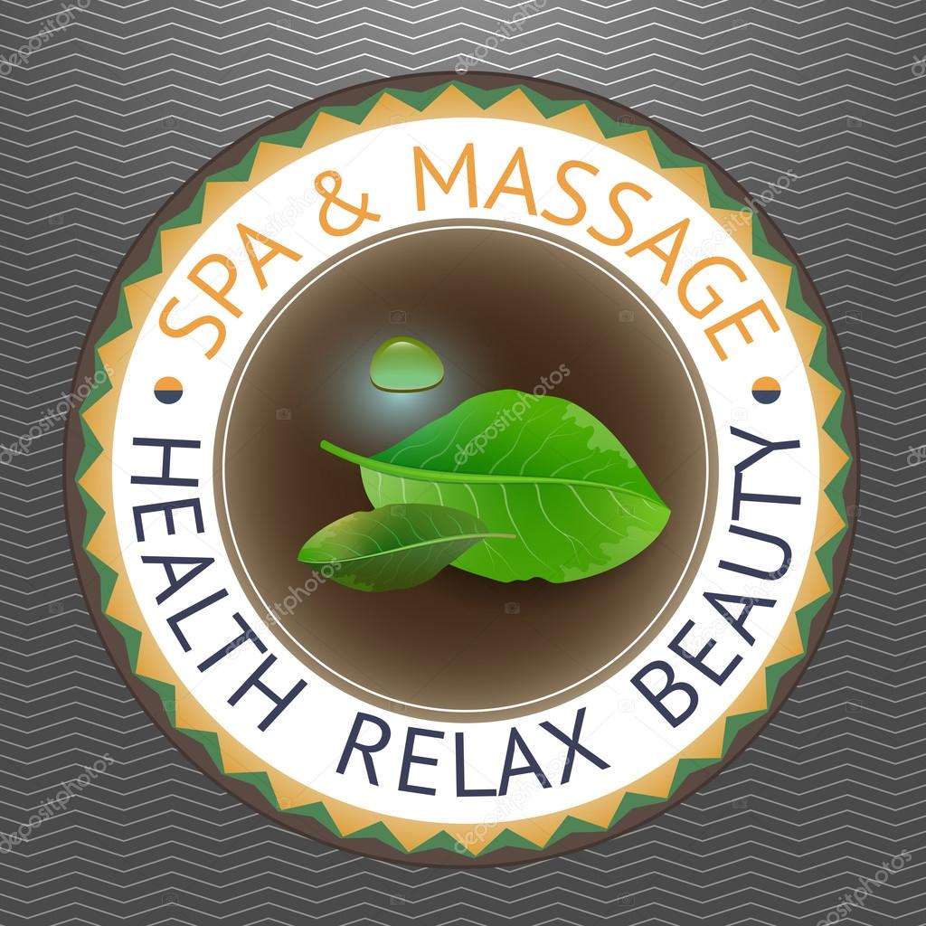 SPA theme vector illustration with leaves and drop.