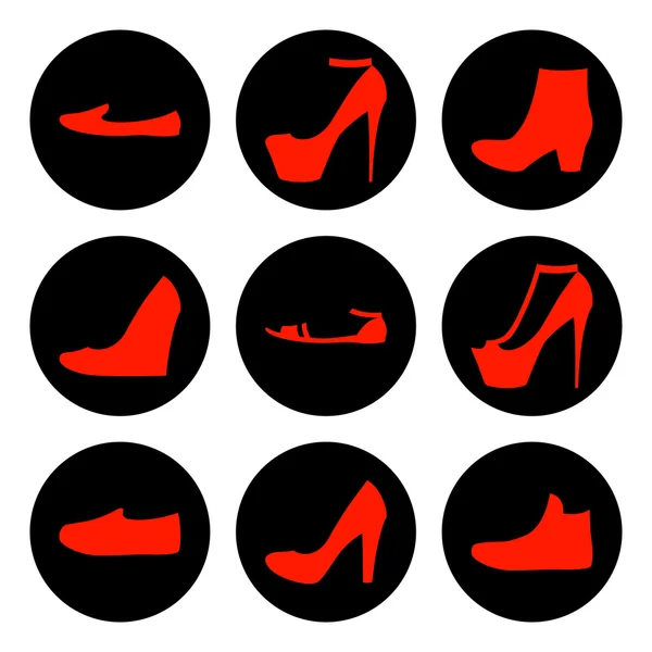Conjunto de ícones de sapatos femininos vermelhos —  Vetores de Stock