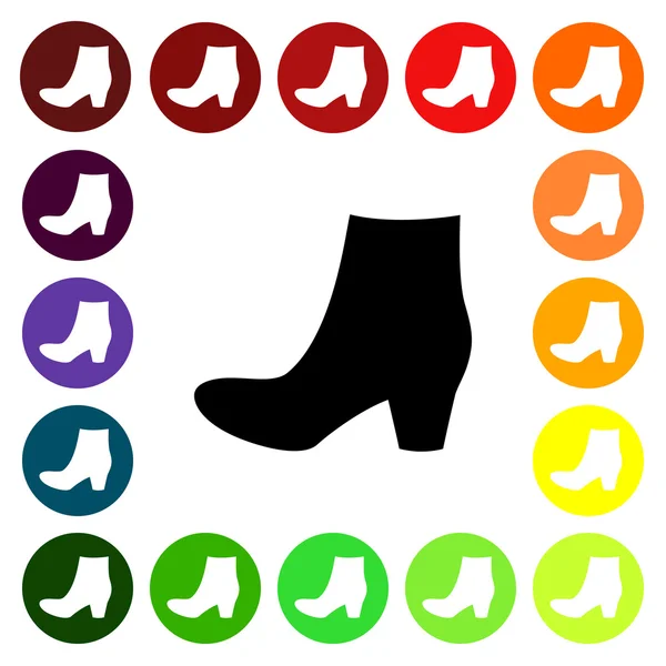 Conjunto de botas coloridas zapatos iconos — Vector de stock