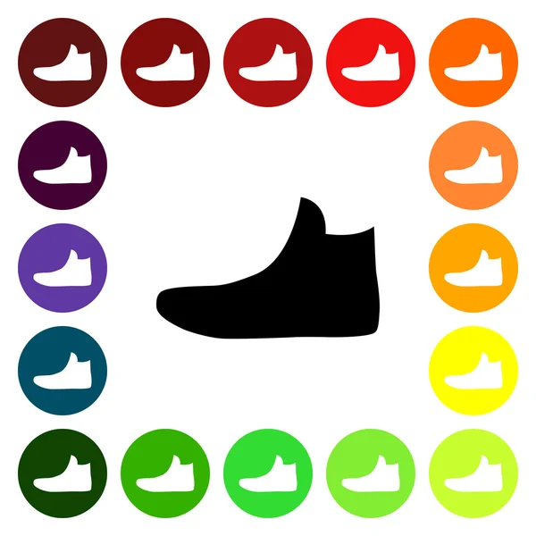 Conjunto de coloridas zapatillas de deporte para mujer iconos — Vector de stock