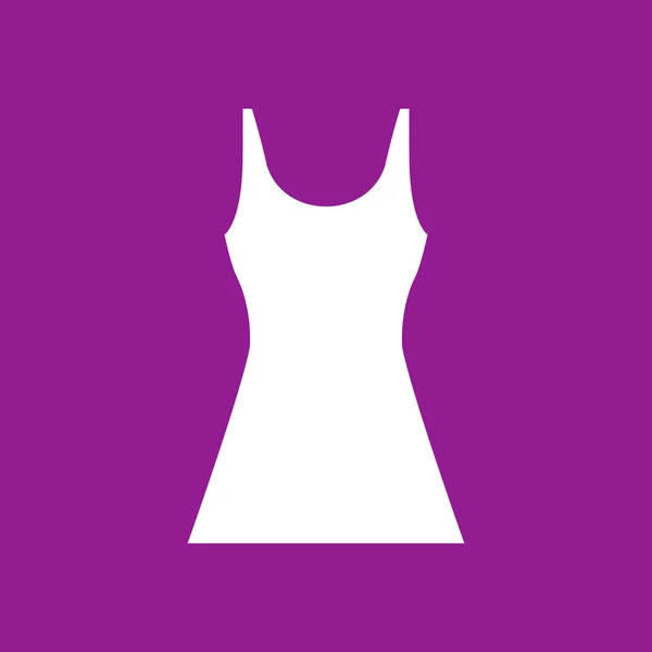 Vrouwen witte jurk pictogram op paarse achtergrond — Stockvector
