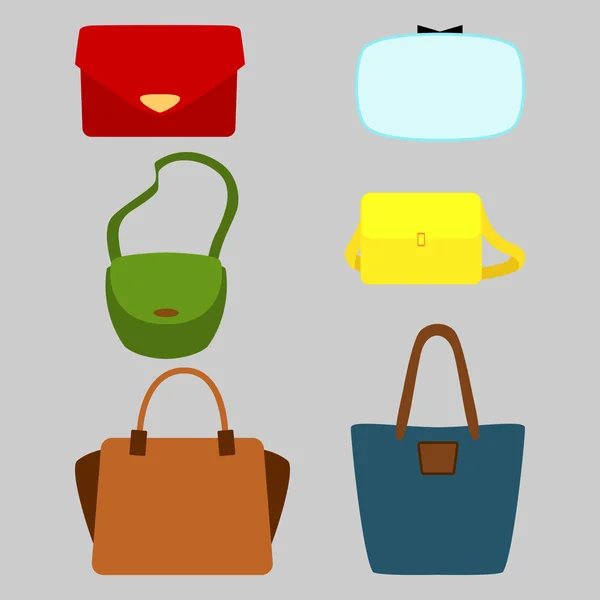 Set von farbenfrohen modischen Taschen — Stockvektor