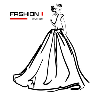 Metin ile beyaz arka plan üzerinde kadın figürü çizimi