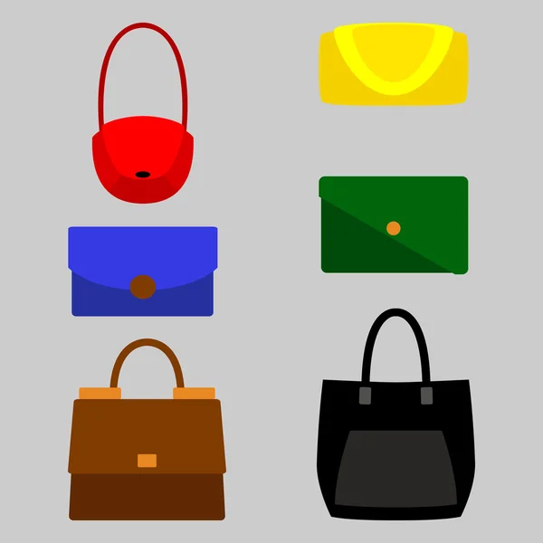 Set mit sechs trendigen Damentaschen — Stockvektor