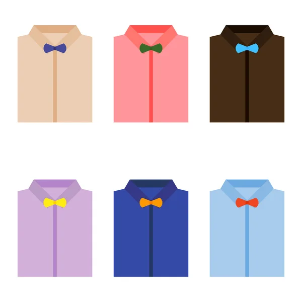 Conjunto de camisas de moda para hombres de colores con pajaritas — Archivo Imágenes Vectoriales