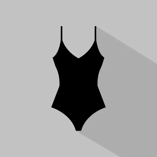 Women's zwart-wit badpak solide pictogram op grijze achtergrond — Stockvector