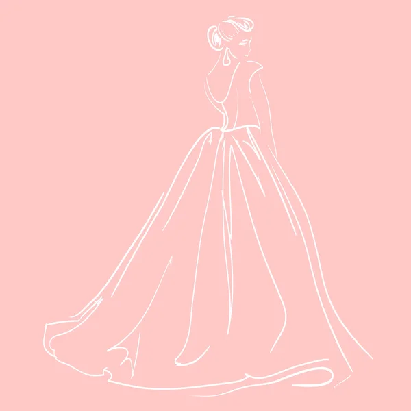 Sketch of woman's figure on pink background