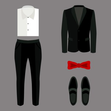 Pantolon, ceket, gömlek ve erişim ile trendy erkek giysileri Seti