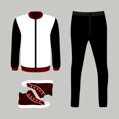 Pantolon, rüzgarlık ve spor ayakkabı ile trendy erkek giysileri seti