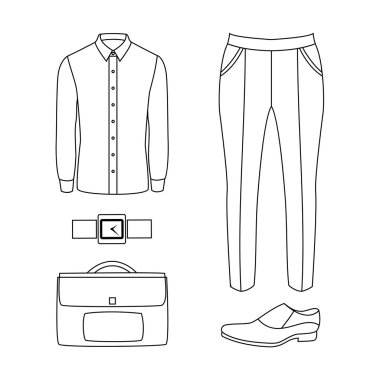 Anahat trendy erkek giysileri ve aksesuarları ayarlayın. Erkek wardr