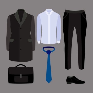 Modaya uygun erkek kıyafetleri ve aksesuarları seti. Erkek gardırop