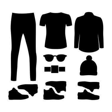 Ceket, t-shir ile siyah siluet trendy erkek giysileri seti