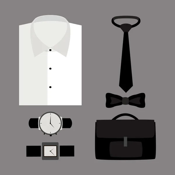 Conjunto de roupas masculinas da moda com camisa e acessórios. De uso masculino —  Vetores de Stock