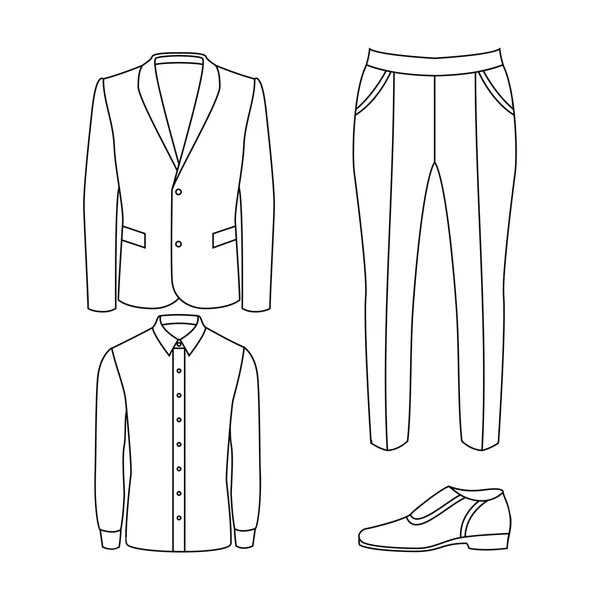 Conjunto de ropa de hombre de moda con pantalones, chaqueta, camisa y — Archivo Imágenes Vectoriales