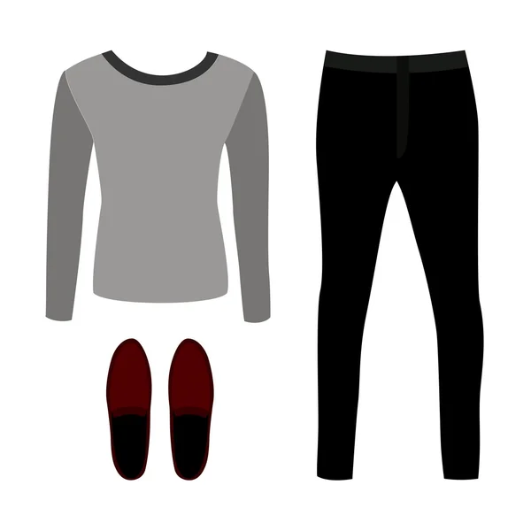 Conjunto de ropa de hombre de moda con pantalones, jersey y moc — Vector de stock