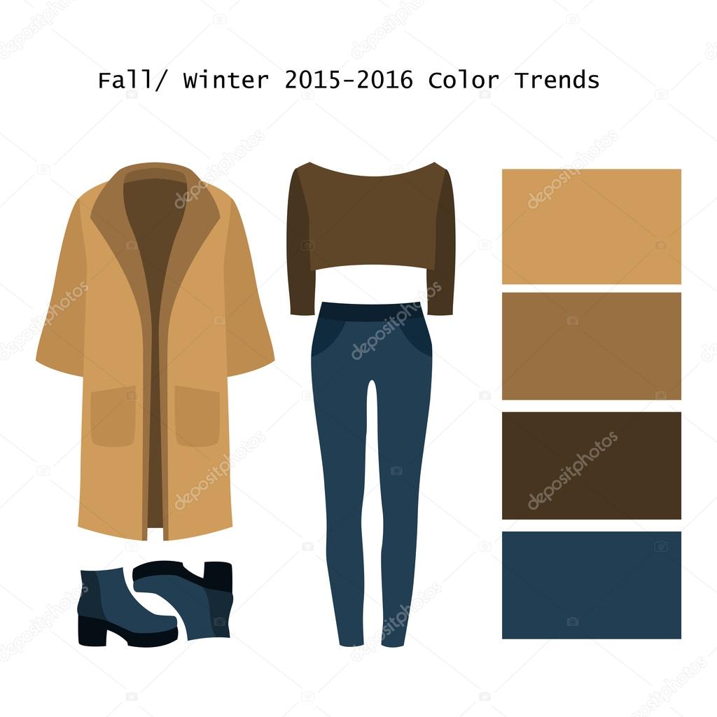 Ensemble de vêtements pour femmes à la mode. Outfit de manteau de femme, jeans