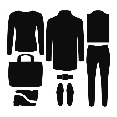 Modaya uygun erkek kıyafetleri seti. Erkek ceket, pantolon, pullover, gömlek ve aksesuarları Kıyafeti. Erkek gardırop