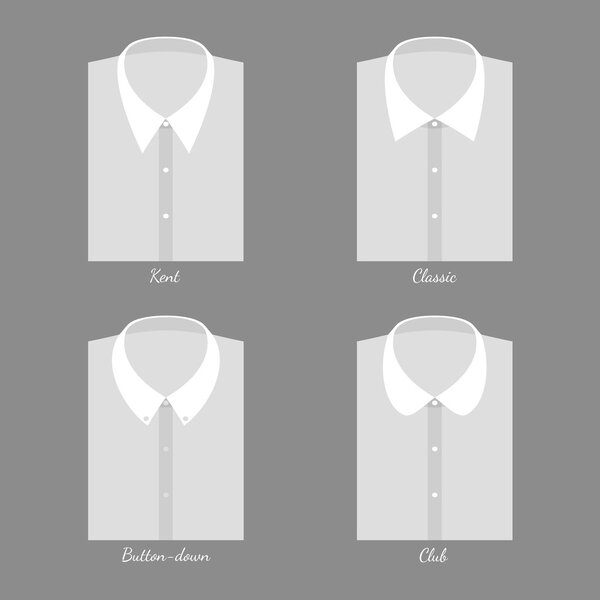 Set of four variations men's shirt with collars