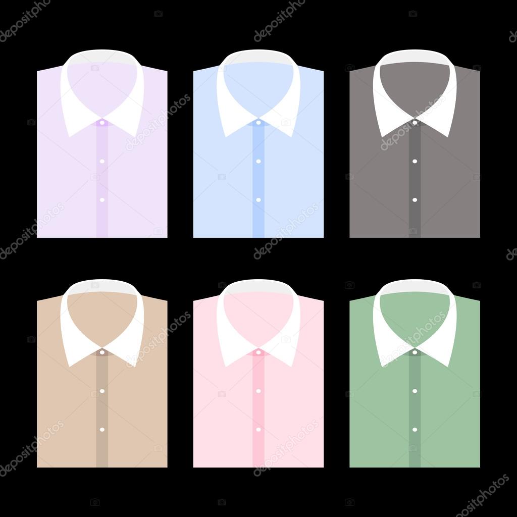 Set of trendy color men's shirt with white collars
