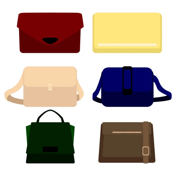 Set of six trendy women's bags — Stock Vector