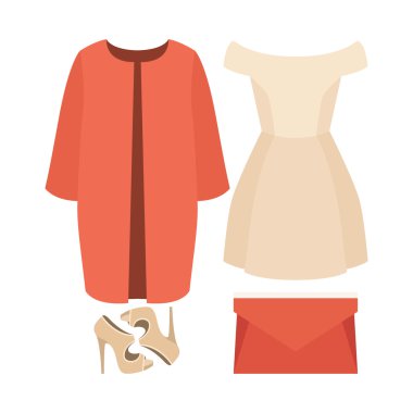 Kadın ceket, elbise ve aksesuarları ile trendy kadın giysileri seti