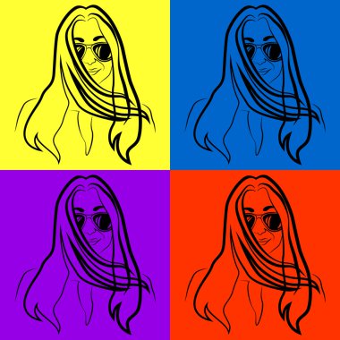 Gözlük kümesindeki renkli kızlar