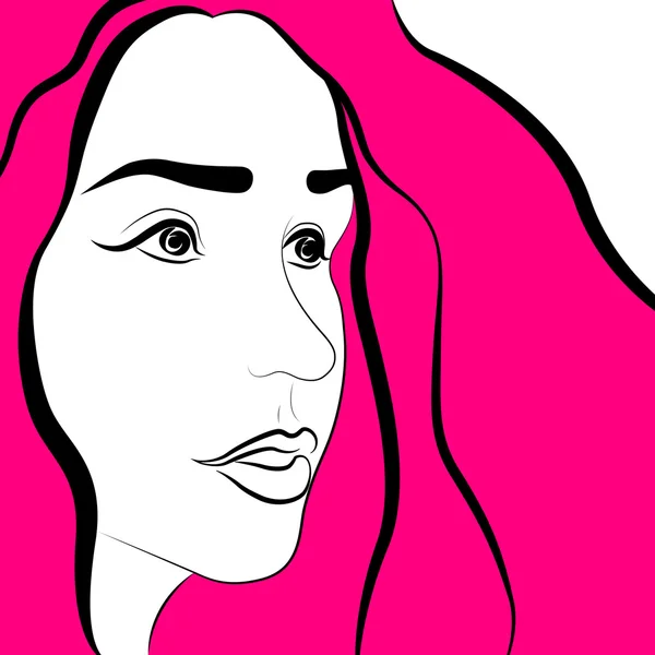 Růžová tvář ženy s vlasy — Stockový vektor