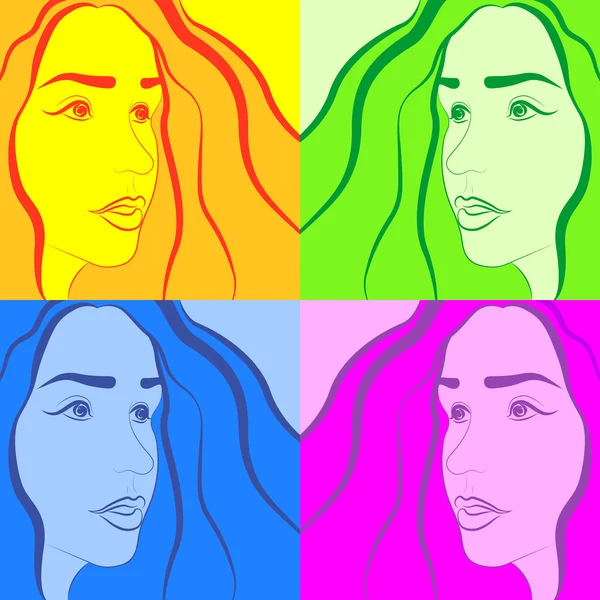 Sada barevných dívčí tváře — Stockový vektor