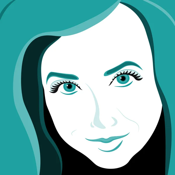 Retrato de cara de niña — Vector de stock