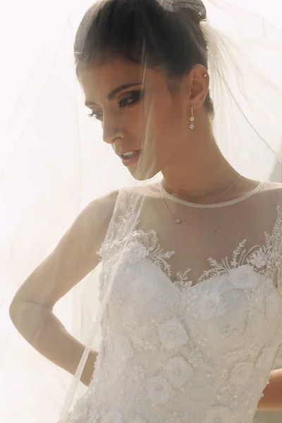 Linda noiva em vestido de noiva — Fotografia de Stock