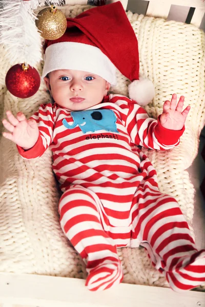 Cute Santa baby at Christmas — Zdjęcie stockowe