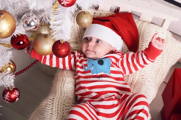 Cute Santa baby at Christmas — Zdjęcie stockowe