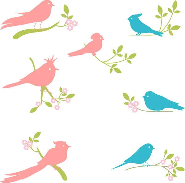 Collection vectorielle de silhouettes d'oiseaux — Image vectorielle
