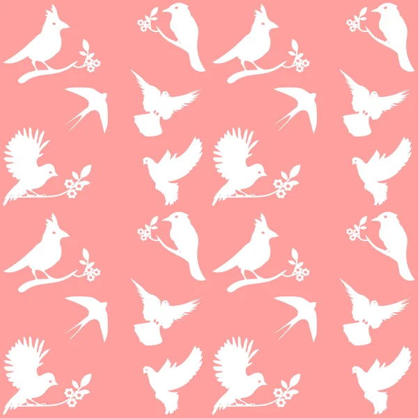 Collection vectorielle de silhouettes d'oiseaux sur fond rose — Image vectorielle