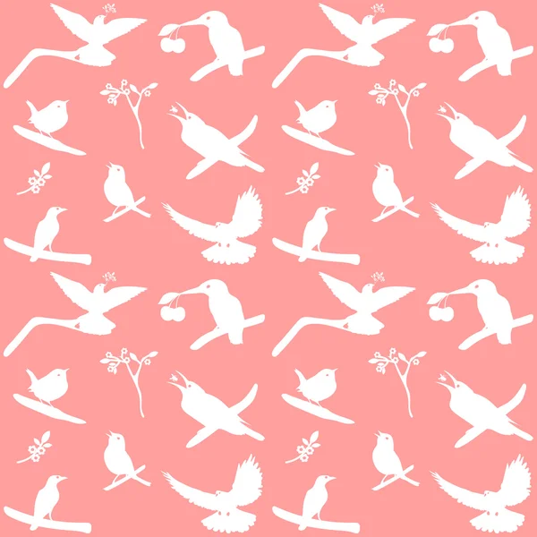 Collection vectorielle de silhouettes d'oiseaux sur fond rose — Image vectorielle