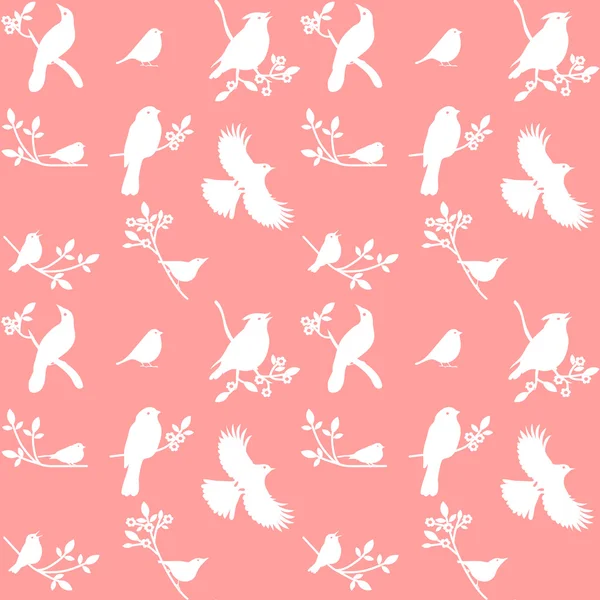 Collection vectorielle de silhouettes d'oiseaux sur fond rose — Image vectorielle