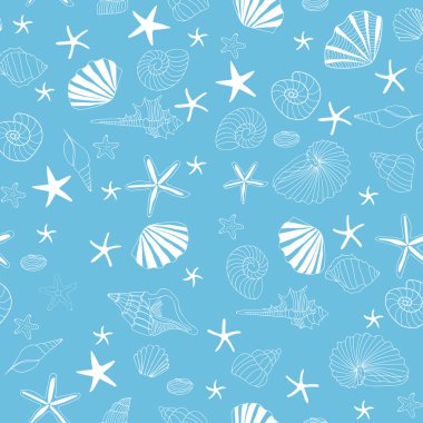 Deniz ve deniz yıldızı Dikişsiz desen vektör, sarı arka plan