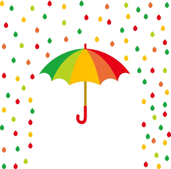 Зонтики и капли дождя цвета — стоковый вектор