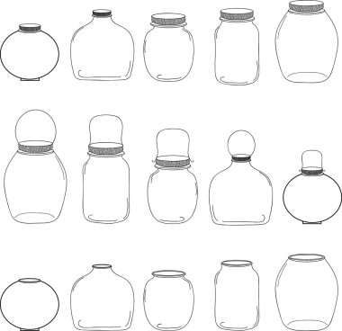 Kavanoz set, siluetleri kavanoz, vektör çizim