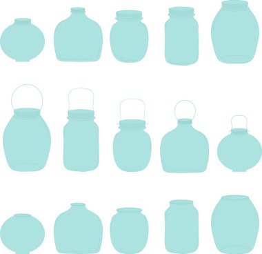 Kavanoz set, mavi kavanoz, vektör çizim