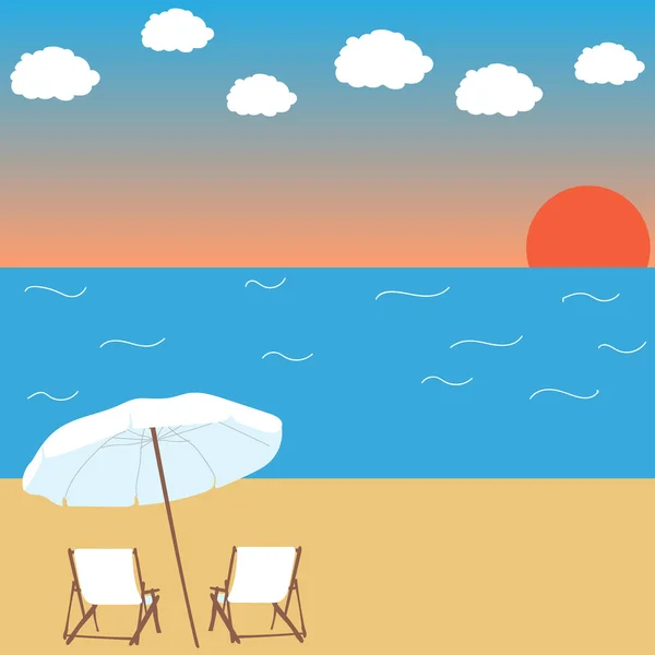 Solnedgång på stranden bakgrund — Stock vektor